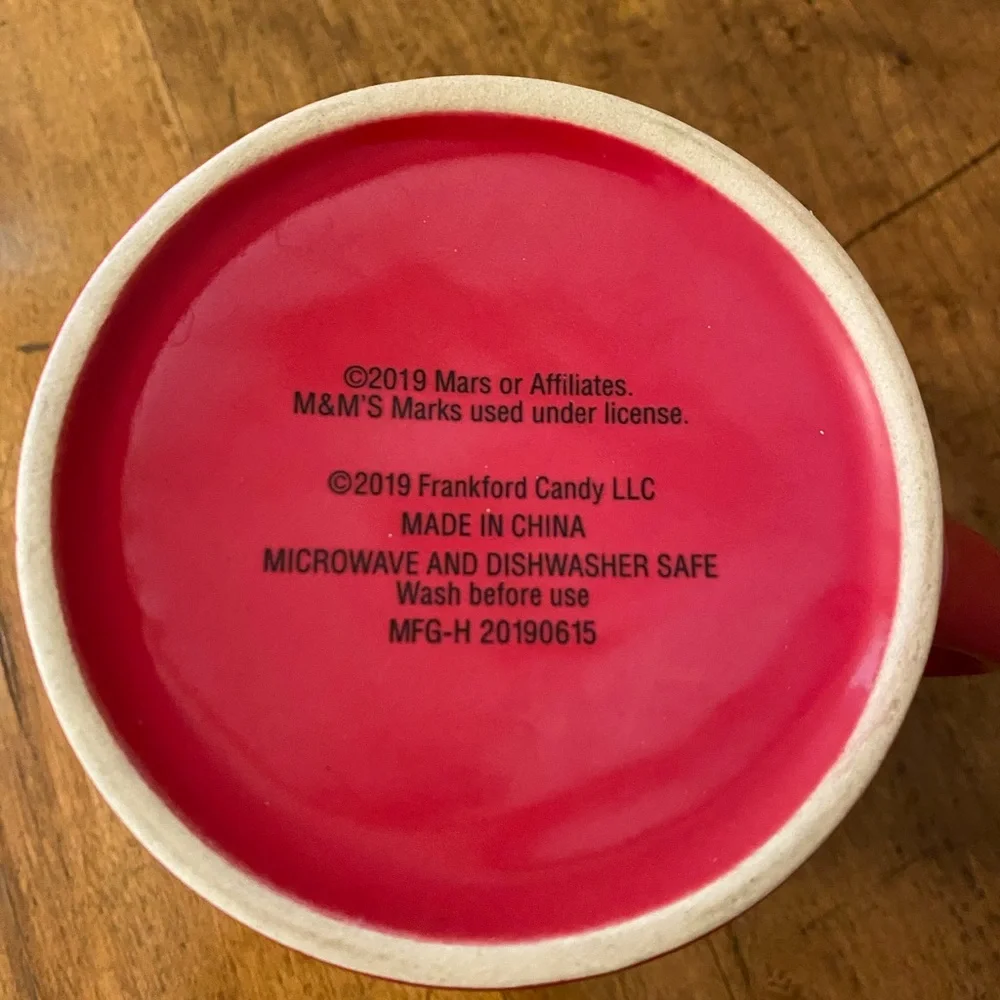 Mars M&M’s Red Coffee Mug Cup ‘Wanna Hear A Joke? DECAF’